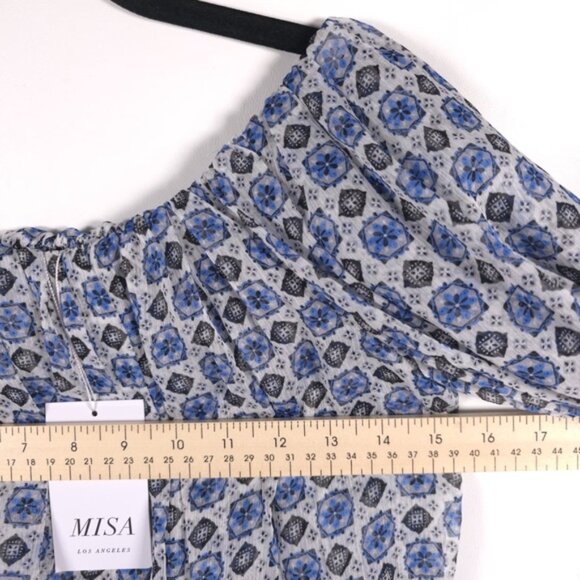 NWT MISA Los Angeles Zonia Off Shoulder‎ Chiffon Mini Dress Ruffle Pleated SMALL - Picture 10 of 15